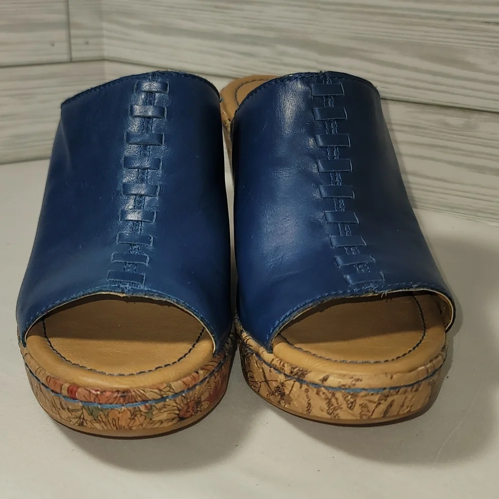 NEW B.O.C Born Concept Blue Starlet Wedge Sandal w/Floral Decor Wedge Sz. 7 - Picture 5 of 8